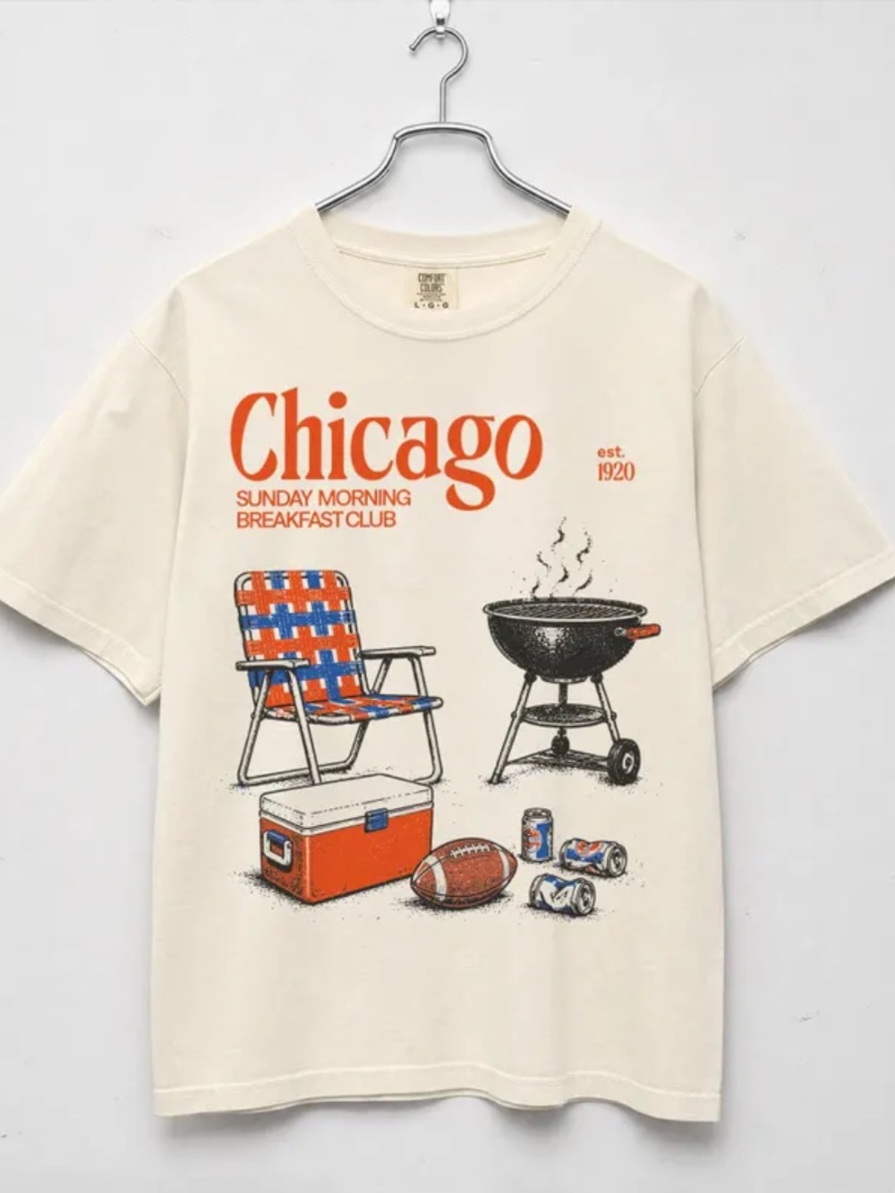 Comfort Colors Ivory Short Sleeve Tee with Orange Chicago Graphic